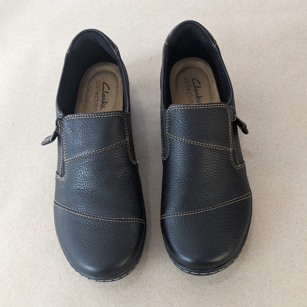 Clarks Womens Black Cora Harbor Leather Shoes